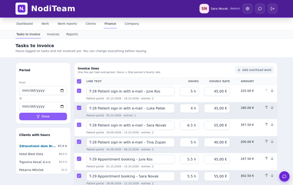 NodiTeam – invoicing