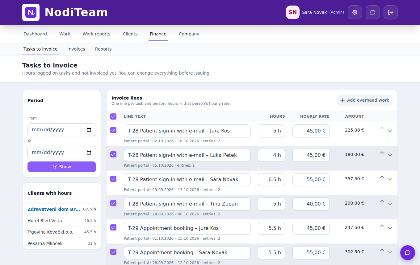 NodiTeam – invoicing