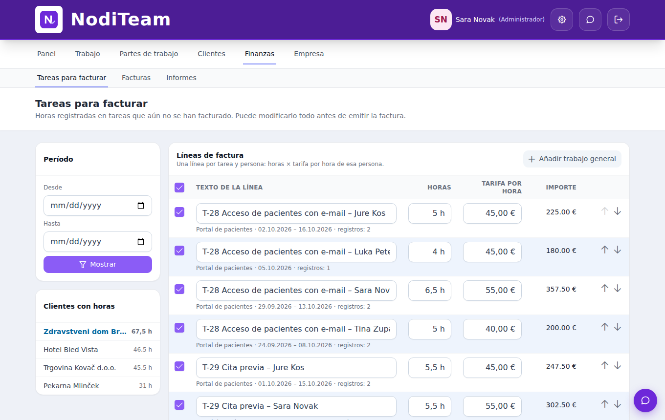 NodiTeam – invoicing